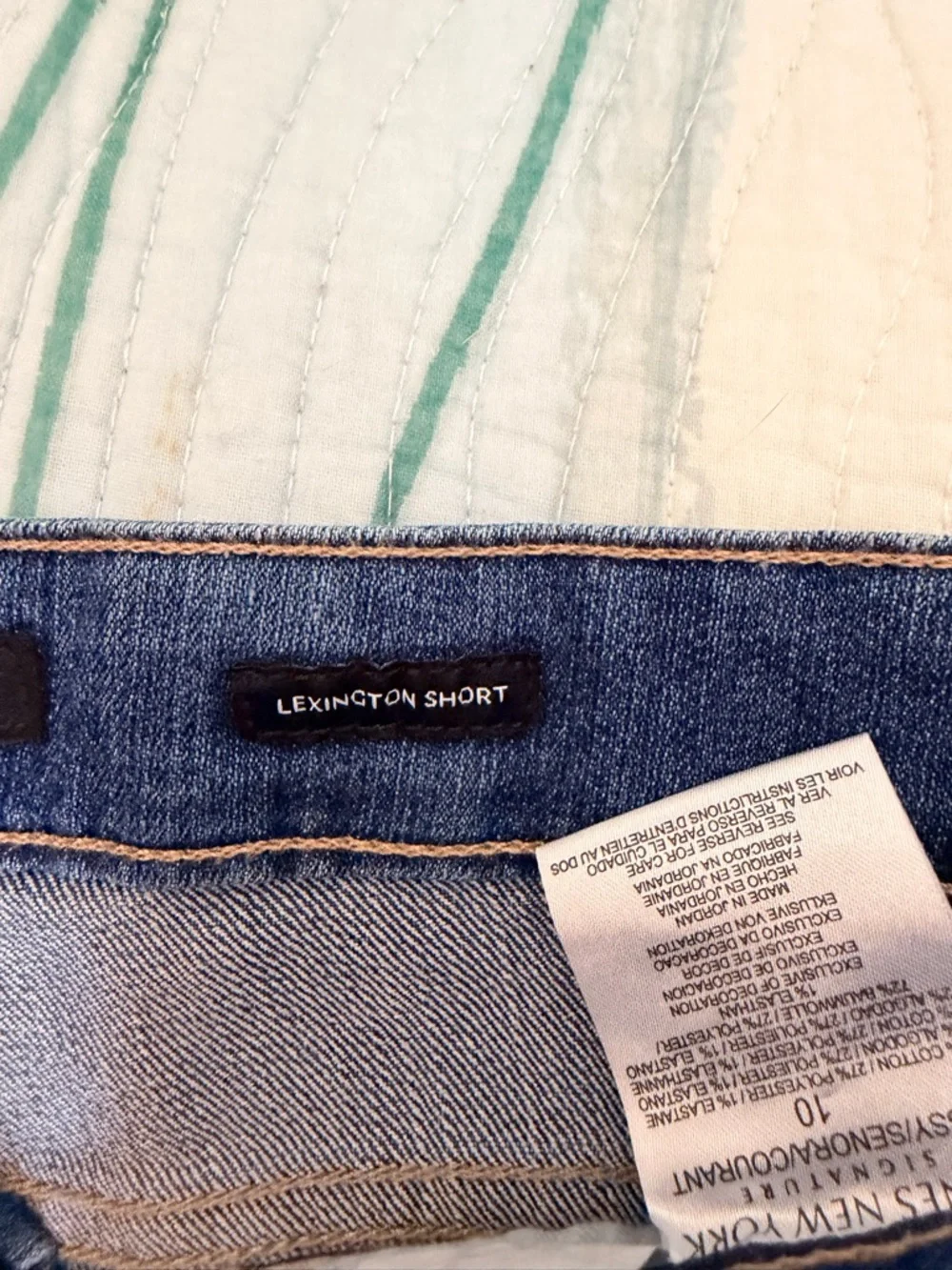 Jones New York Blue Denim Shorts with Contrast Stitching Secret slimming feature - Picture 3 of 7